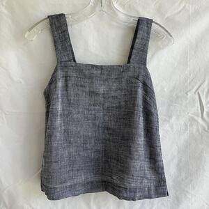 Etici made in Italy blue 100% linen top, straps, wooden buttons closure, size XS